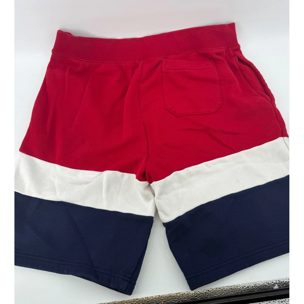 Polo Ralph Lauren Mens Colorblock Fleece Shorts Red White Blue Logo Large